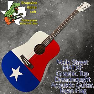 Main Street MATXF Graphic Top Dreadnought Acoustic Guitar, Texas Flag