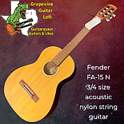 Fender FA15N 3/4 Nylon Guitar w/Bag  Walnut