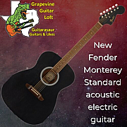 Fender Monterey Standard Acoustic Electric Guitar  Black Top